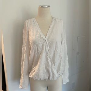 Crepe Cream Cooper and Ella crossover blouse